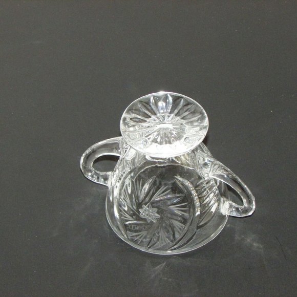 Vintage Crystal Sugar Bowl with Handles Pinwheel Pattern - Picture 5 of 9